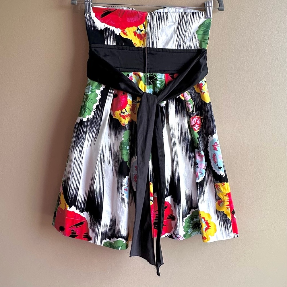Teeze Me Juniors Dress Cocktail Multi-Color Floral Strapless Bright Fun Mini 5 - Picture 3 of 16